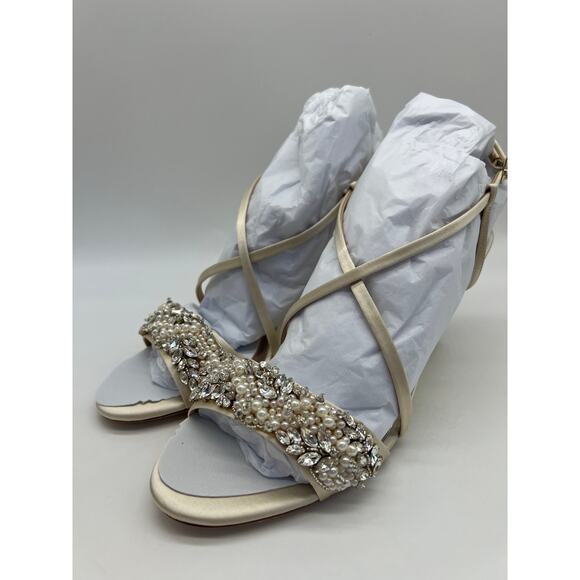 Badgley Mischka Women's Clarisa Embellished Wedge Sandal Ivory MP5243 Size 8.5 - Picture 10 of 12